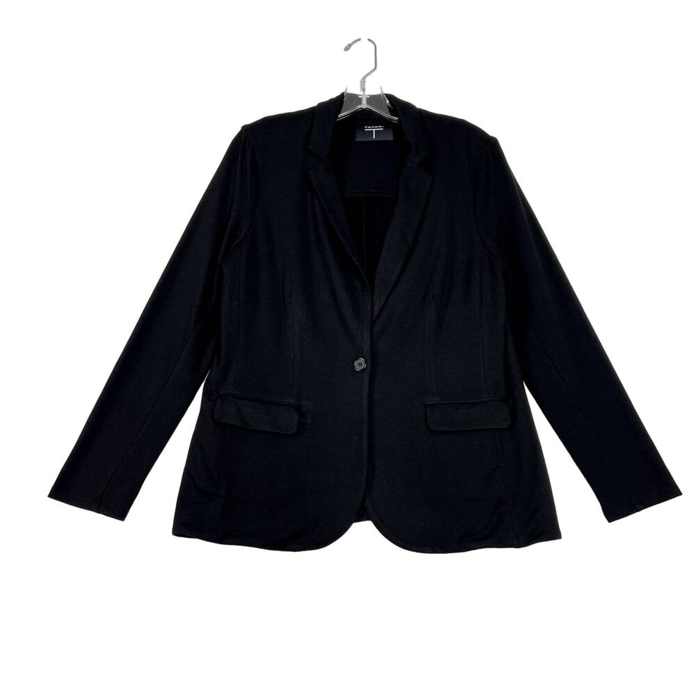 T Tahari Button Cardigan Blazer Jacket Stretch Black Womens Medium